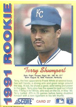 1991 Score Rookies #27 Terry Shumpert Back