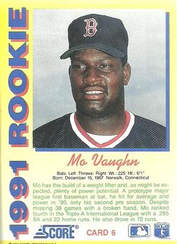 1991 Score Rookies #6 Mo Vaughn Back