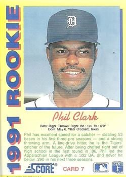 1991 Score Rookies #7 Phil Clark Back