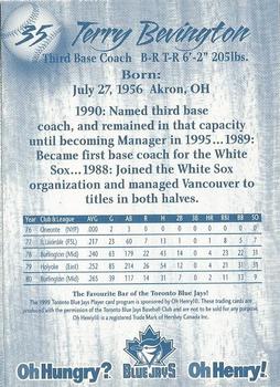 1999 Oh Henry! Toronto Blue Jays SGA #NNO Terry Bevington Back