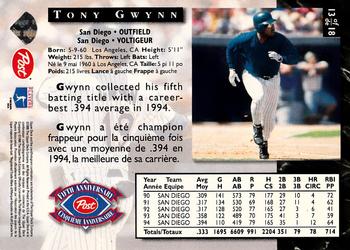 1995 Post Canada Anniversary Edition #13 Tony Gwynn Back