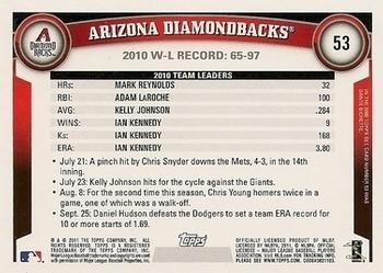 2011 Topps - Cognac Diamond Anniversary #53 Arizona Diamondbacks Back