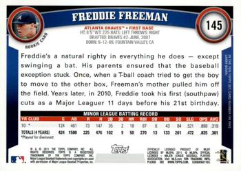 2011 Topps - Cognac Diamond Anniversary #145 Freddie Freeman Back