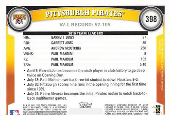 2011 Topps - Cognac Diamond Anniversary #398 Pittsburgh Pirates Back