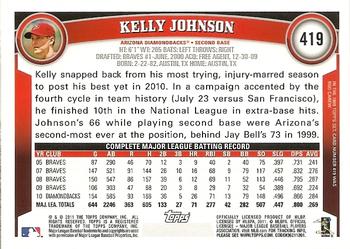 2011 Topps - Cognac Diamond Anniversary #419 Kelly Johnson Back