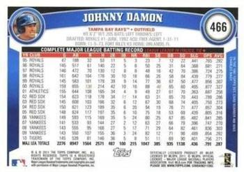 2011 Topps - Cognac Diamond Anniversary #466 Johnny Damon Back