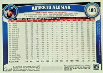 2011 Topps - Cognac Diamond Anniversary #480 Roberto Alomar Back