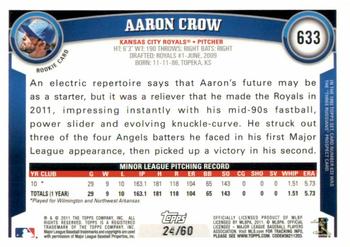 2011 Topps - Hope Diamond Anniversary #633 Aaron Crow Back