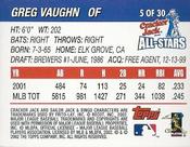 2002 Topps Cracker Jack All-Stars #5 Greg Vaughn Back