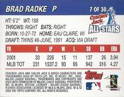 2002 Topps Cracker Jack All-Stars #7 Brad Radke Back