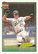 1991 Topps Cracker Jack Series One #27 Mark McGwire Front