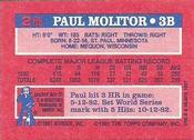 1991 Topps Cracker Jack Series One #2 Paul Molitor Back