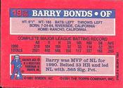 1991 Topps Cracker Jack Series One #19 Barry Bonds Back