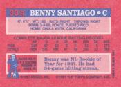 1991 Topps Cracker Jack Series One #33 Benny Santiago Back