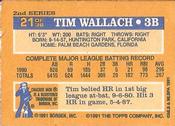 1991 Topps Cracker Jack Series Two #21 Tim Wallach Back