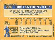 1991 Topps Cracker Jack Series Two #3 Eric Anthony Back
