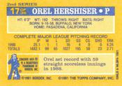 1991 Topps Cracker Jack Series Two #17 Orel Hershiser Back
