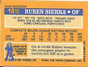 1991 Topps Cracker Jack Series Two #18 Ruben Sierra Back