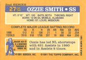 1991 Topps Cracker Jack Series Two #27 Ozzie Smith Back