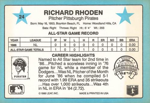 1987 Donruss All-Stars #24 Rick Rhoden Back