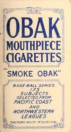 1909-11 Obak (T212) #NNO Pearl Casey Back