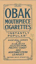 1909-11 Obak (T212) #NNO Ernest Mohler Back