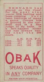 1909-11 Obak (T212) #NNO Curtis Bernard Back