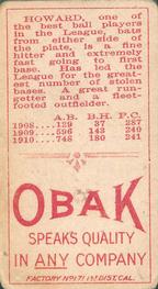1909-11 Obak (T212) #NNO Ivan Howard Back
