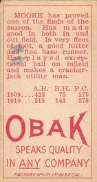 1909-11 Obak (T212) #NNO Charley Moore Back