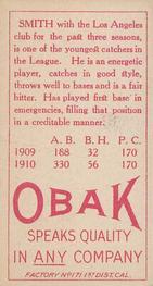 1909-11 Obak (T212) #NNO Hugh Smith Back