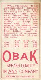1909-11 Obak (T212) #NNO Harry Wolverton Back