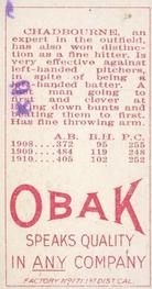 1909-11 Obak (T212) #NNO Chester Chadbourne Back