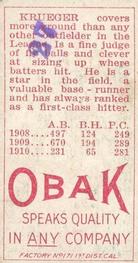 1909-11 Obak (T212) #NNO Arthur Krueger Back