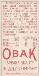 1909-11 Obak (T212) #NNO Thomas Murray Back