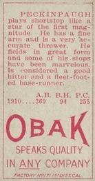 1909-11 Obak (T212) #NNO Roger Peckinpaugh Back