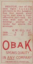 1909-11 Obak (T212) #NNO Tom Seaton Back