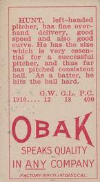 1909-11 Obak (T212) #NNO Benjamin Hunt Back