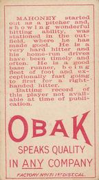 1909-11 Obak (T212) #NNO Chris Mahoney Back