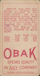 1909-11 Obak (T212) #NNO Royal Shaw Back