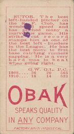 1909-11 Obak (T212) #NNO Harry Suter Back