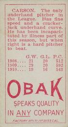 1909-11 Obak (T212) #NNO Albert Carson Back