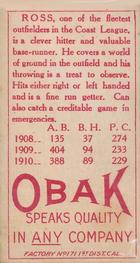 1909-11 Obak (T212) #NNO Arthur Ross Back