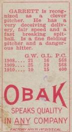 1909-11 Obak (T212) #NNO Jess Garrett Back