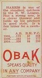 1909-11 Obak (T212) #NNO William Harris Back