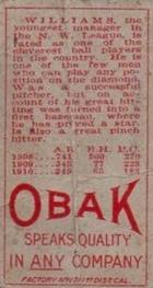 1909-11 Obak (T212) #NNO Nick Williams Back