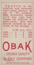 1909-11 Obak (T212) #NNO Joseph Seaton Back