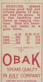 1909-11 Obak (T212) #NNO Frank Spencer Back
