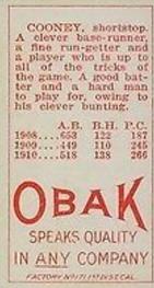 1909-11 Obak (T212) #NNO Phil Cooney Back