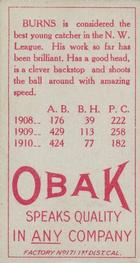 1909-11 Obak (T212) #NNO Ed Burns Back