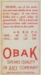 1909-11 Obak (T212) #NNO Hap Morse Back